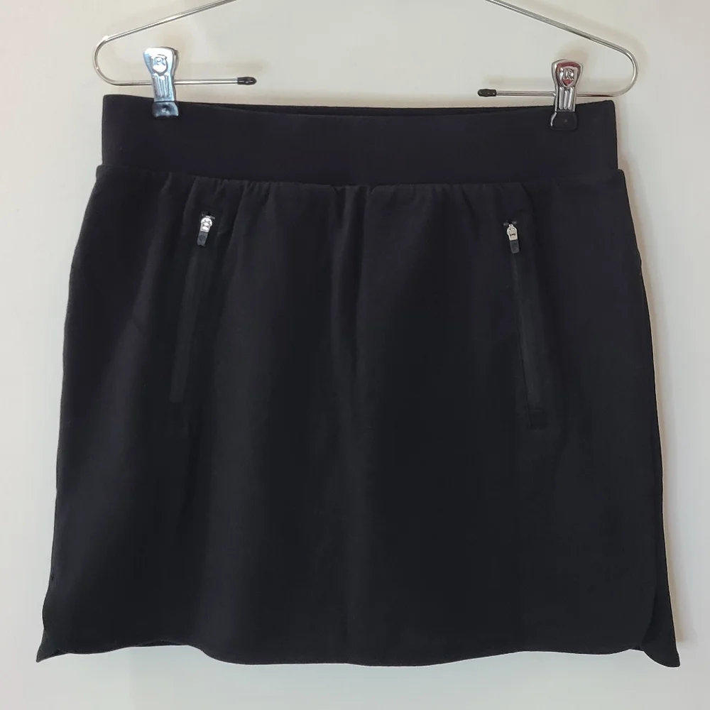 T by TALBOTS Black Cotton Blend Skort with Side Zippered Pockets PSmall NWT